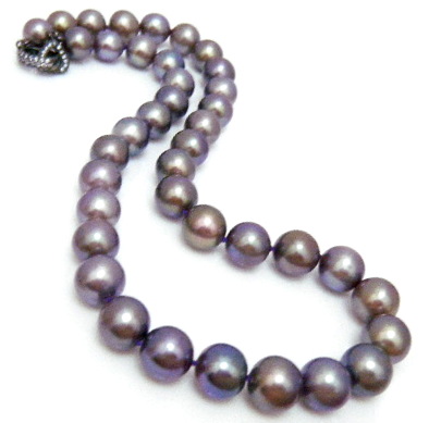 Purple Nuggety Round Pearls Necklace